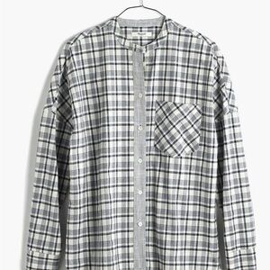 Madewell - Plaid Collarless Button Down